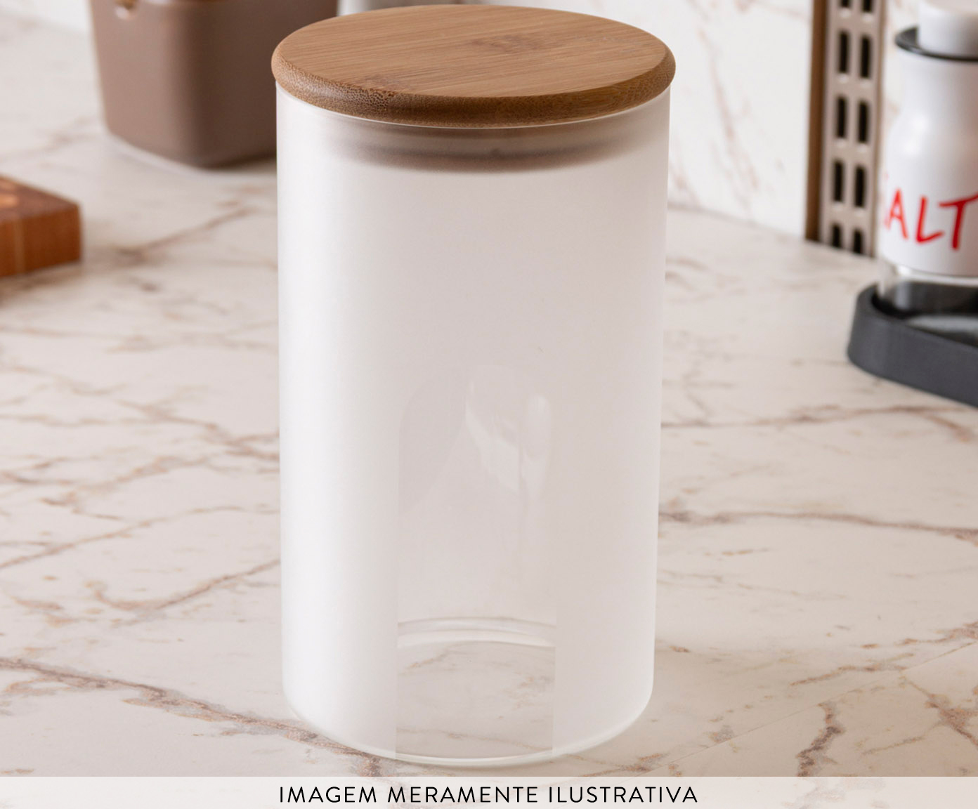 Pote com Tampa Bambu Frosted - 1,15L - image 1