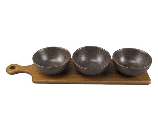 Jogo de Petisqueiras com Bandeja Ripple Preto - image 0