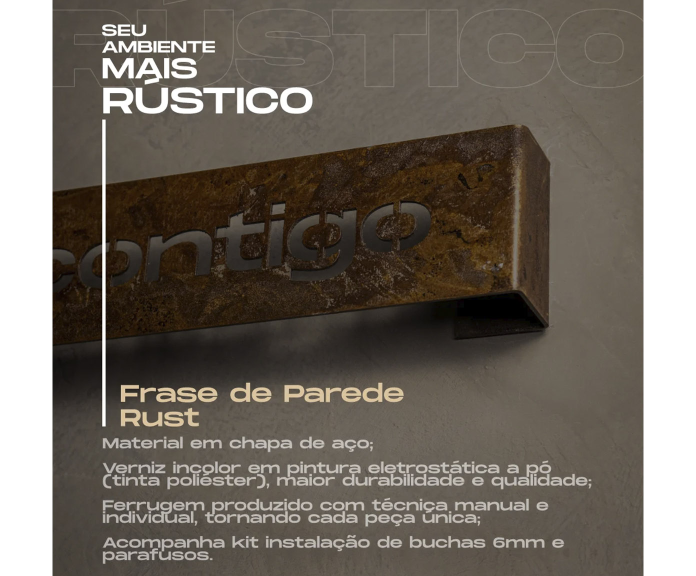 Frase de Ferro Rust "Meu Riso &Eacute; T&atilde;o Feliz Contigo" image number 4