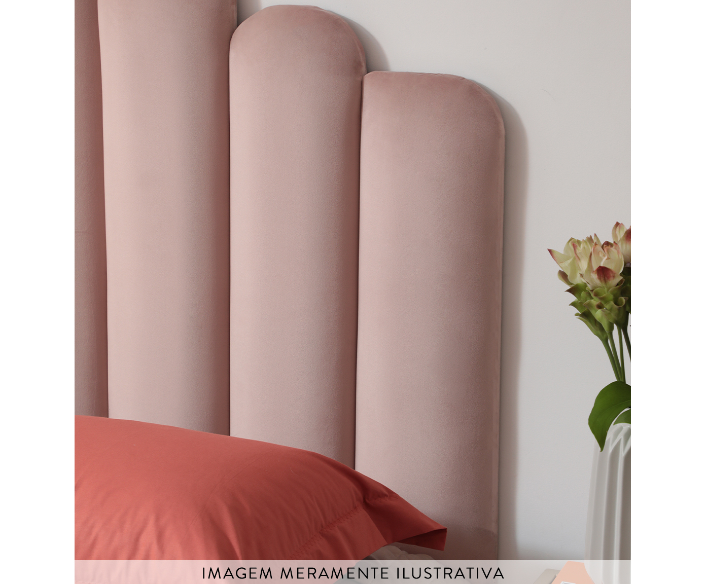Cabeceira Painel em Veludo Royal Gomos - Rosa image number 6