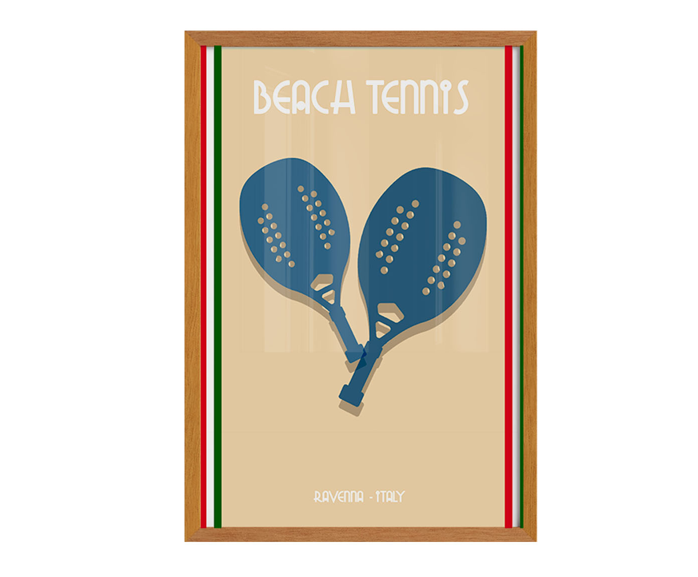 Quadro Beach Tennis Ravenna com Moldura em Madeira - image 0