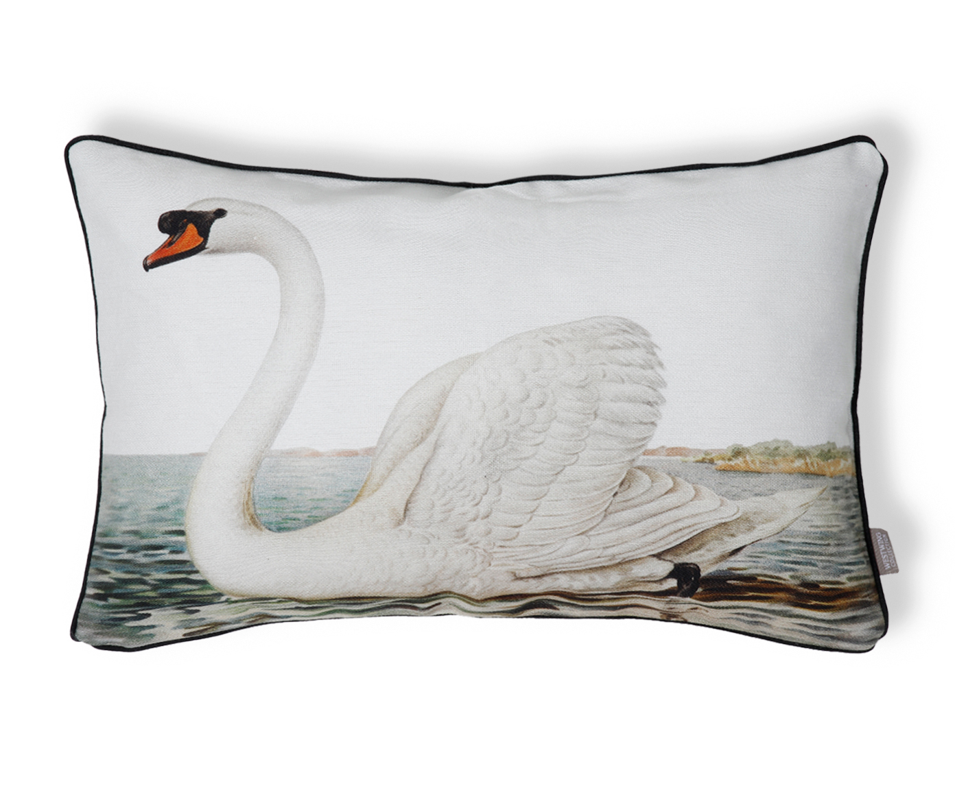 Capa de Almofada Retangular Estampada com Cordon&ecirc; Cisne Branco - image 0