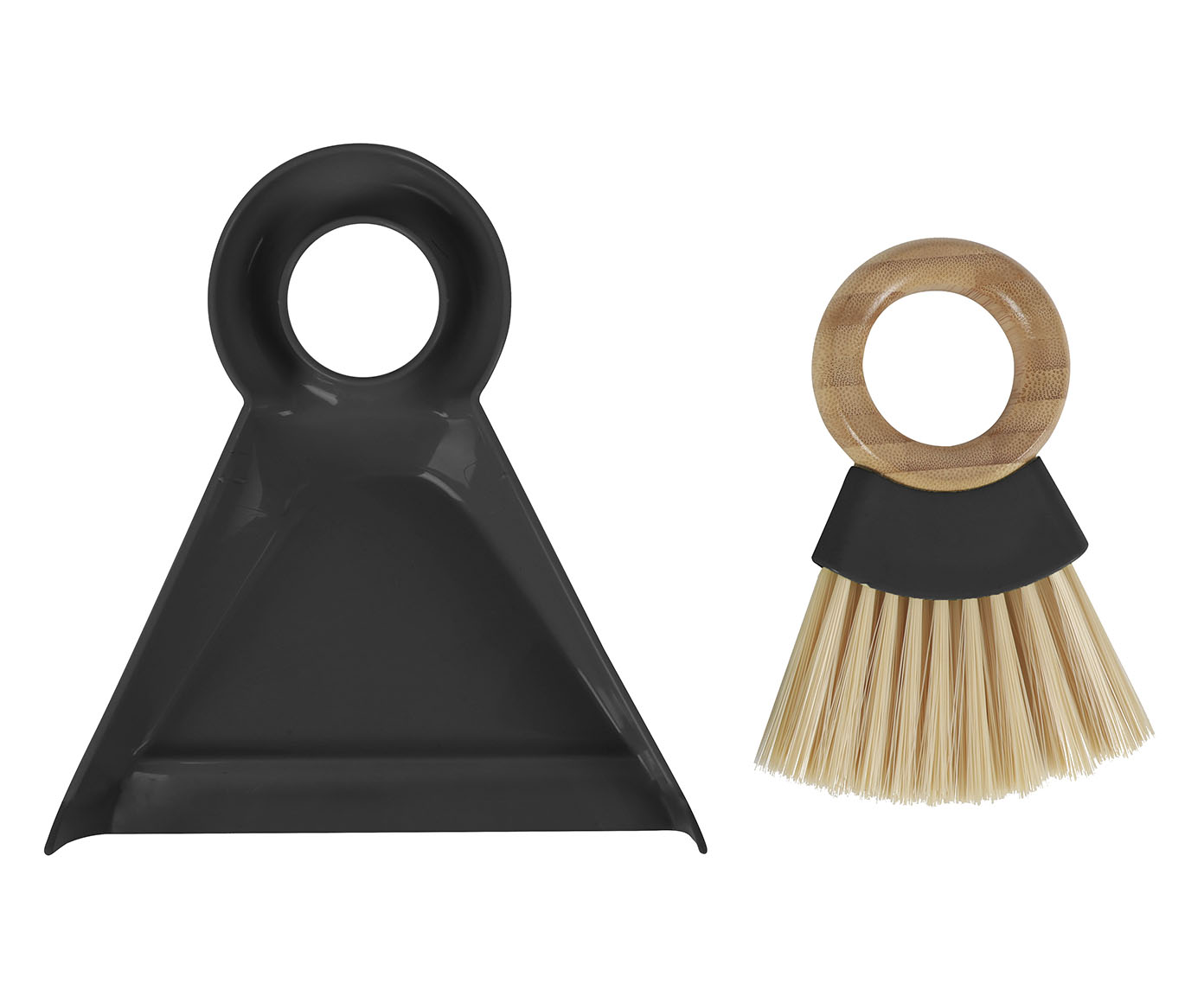 Jogo de Escova em Bambu e P&aacute; para Limpeza Oikos Preto - image 0