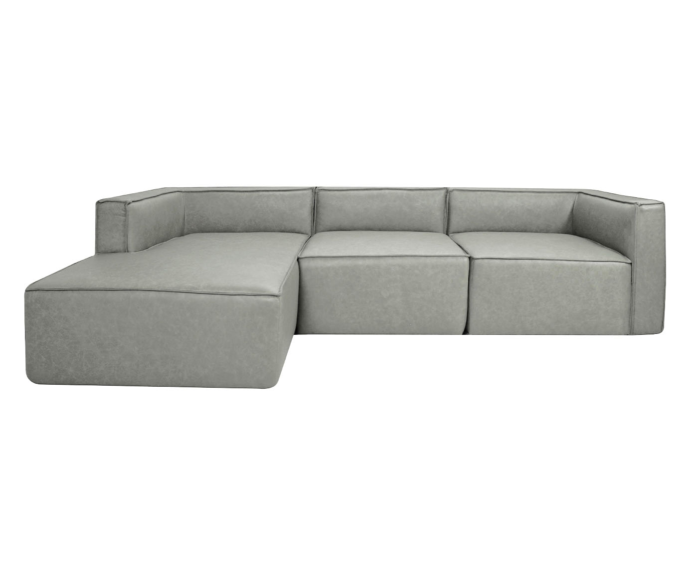 Sof&aacute; 3 M&oacute;dulos Chaise Esquerdo Mensa em Couro Cinza - image 0