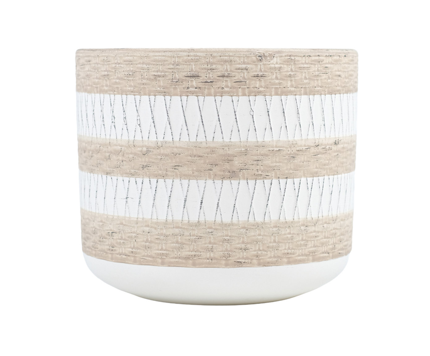 Cachepot Flin Bege e Branco Pequeno - image 0