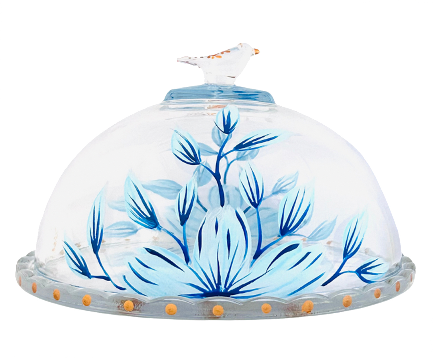 Porta Queijo Floral Azul - image 0