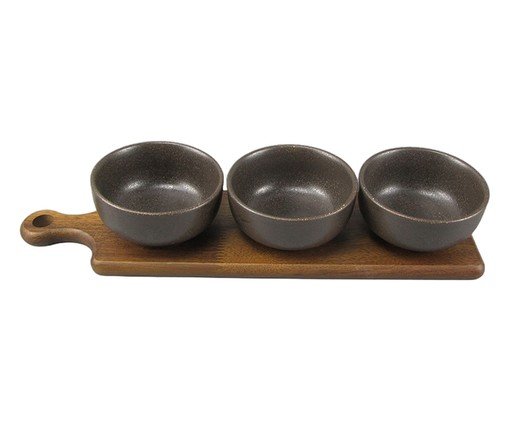 Jogo de Petisqueiras com Bandeja Essence Preto - image 0