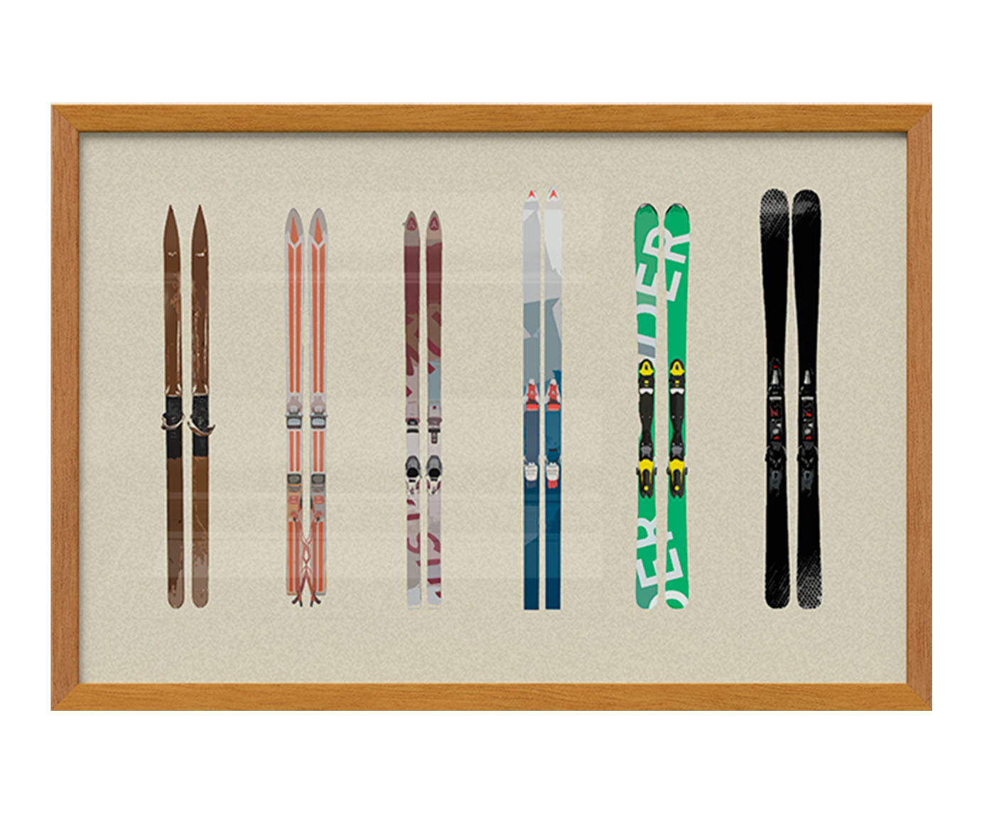 Quadro Skis com Moldura em Madeira - image 0
