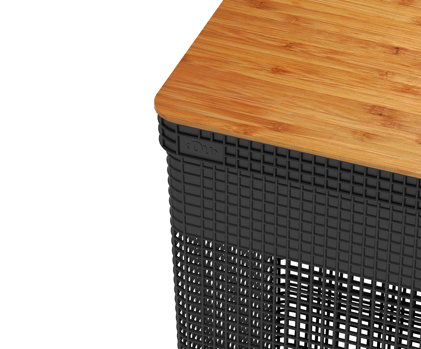 Cesto de Roupas com Tampa em Bambu Grid Preto image number 3