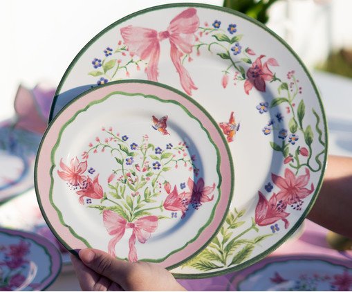Jogo de Pratos Raso Bellet Bouquet Rosa - image 1