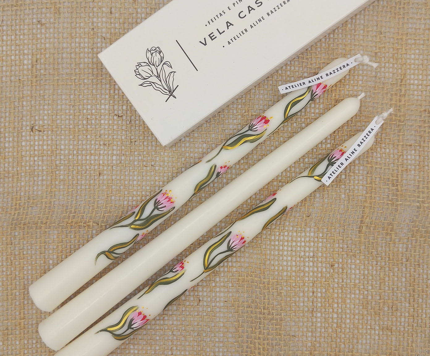 Velas para Casti&ccedil;al Tulipa Rosa - 3 pe&ccedil;as - image 1