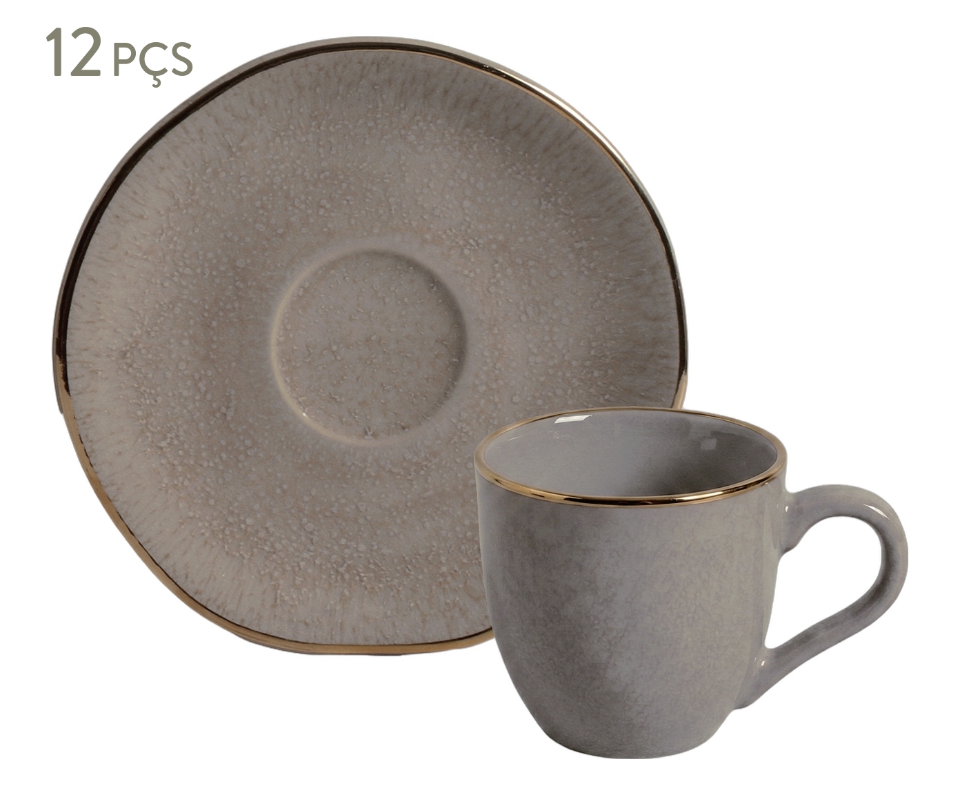 Jogo de X&iacute;caras para Caf&eacute; Org&acirc;nico Shimeji Gold Cinza - image 0