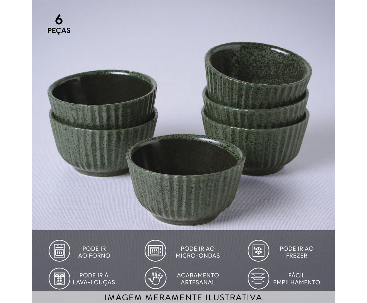 Jogo de Ramequins M&eacute;dio Linhas Greenery Verde image number 3