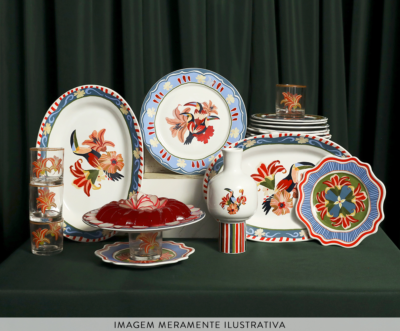 Jogo de Pratos de Sobremesa Estampa Floral - image 1